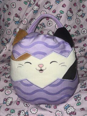 Squishmallows Cam the Calico Cat Easter Egg Plush Bucket Basket Candy Pail